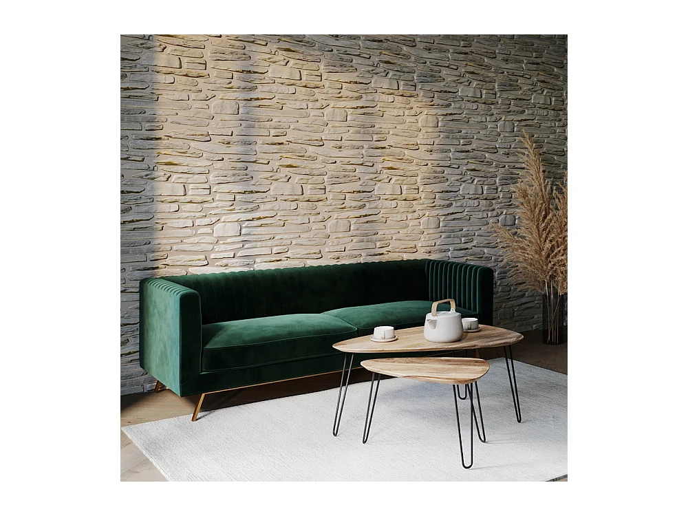 Sofá de 3 plazas en terciopelo verde oscuro - Gatsby