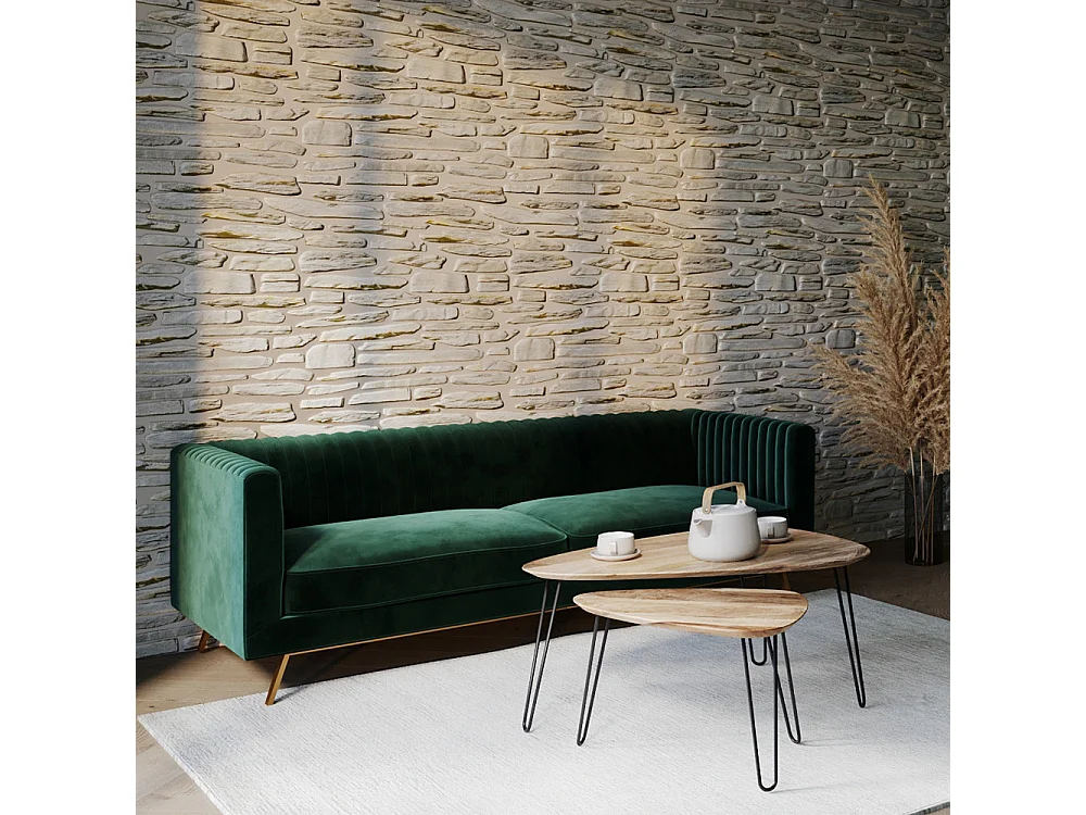 Sofá de 3 plazas en terciopelo verde oscuro - Gatsby