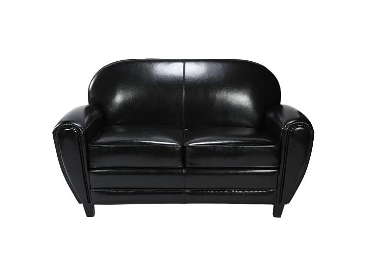 Divano nero a 2 posti in pelle rivestita - Club