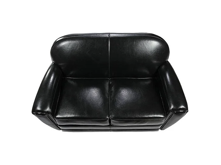 Divano nero a 2 posti in pelle rivestita - Club