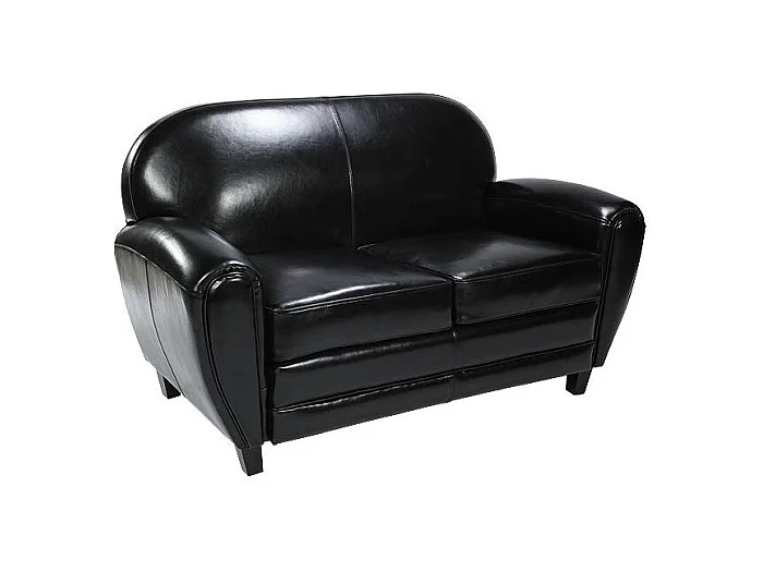 Divano nero a 2 posti in pelle rivestita - Club