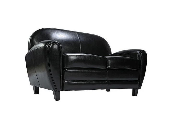 Divano nero a 2 posti in pelle rivestita - Club