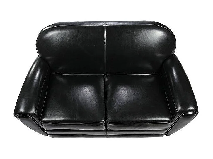 Sofá negro de 2 plazas en piel revestida - Club