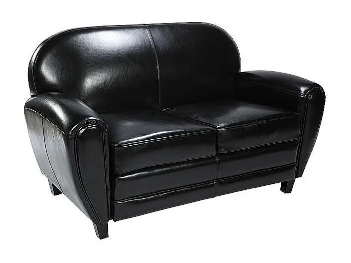 Sofá negro de 2 plazas en piel revestida - Club