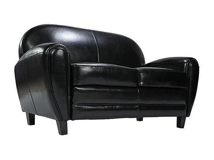 Sofá negro de 2 plazas en piel revestida - Club