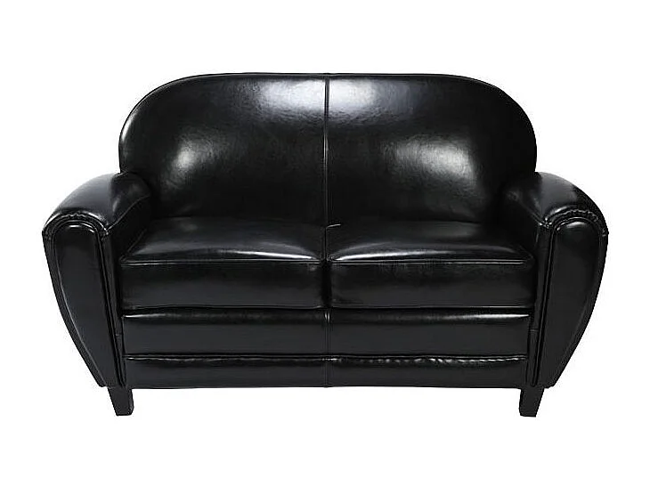 Sofá negro de 2 plazas en piel revestida - Club