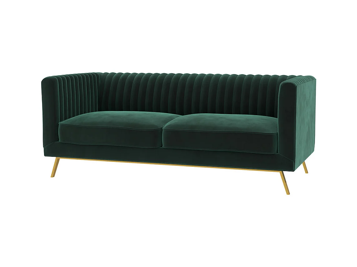 Sofá de 2 plazas en terciopelo verde oscuro - Gatsby