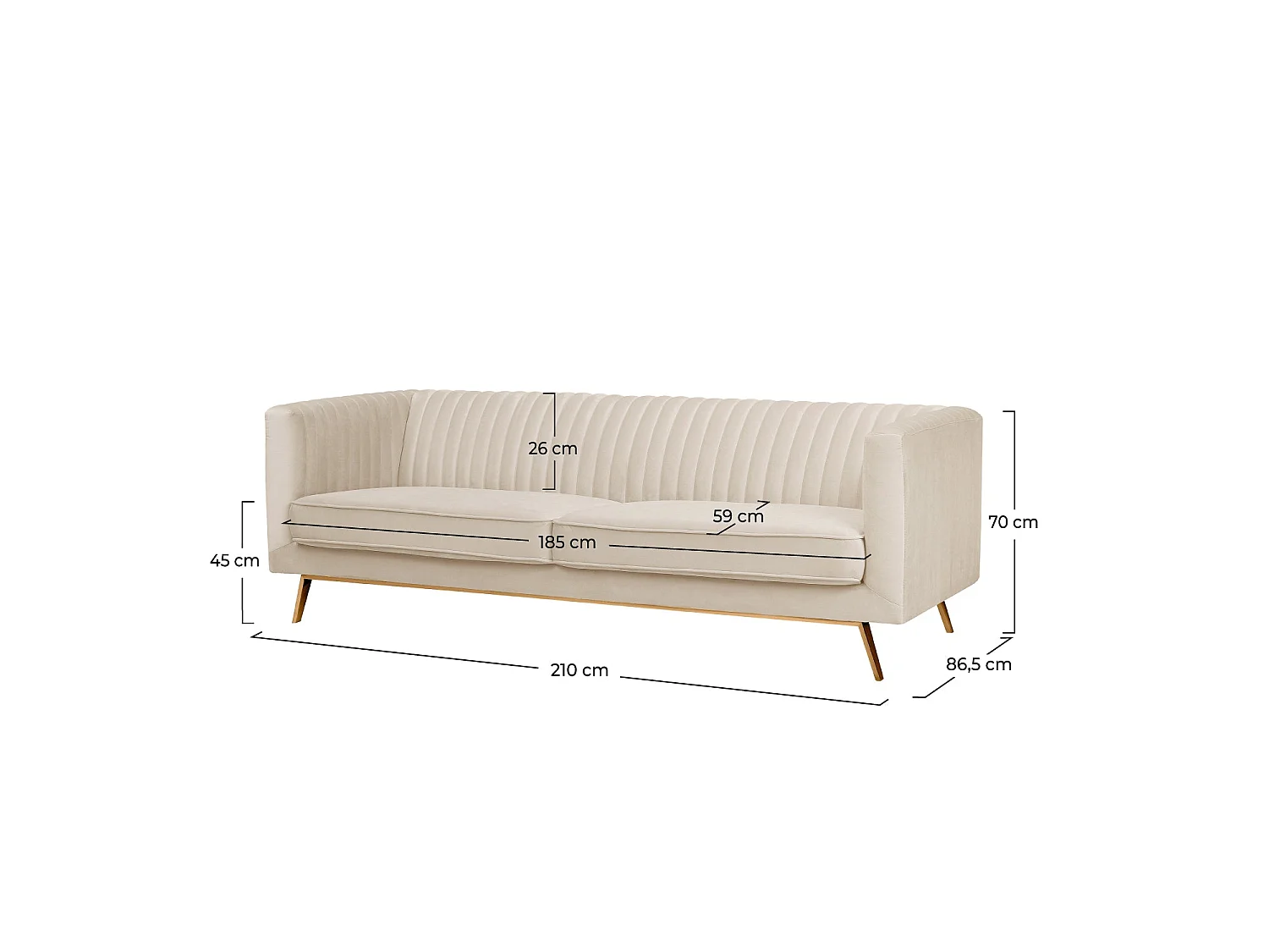 Dreisitzer aus beigem Velours - Gatsby