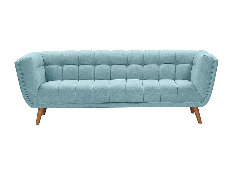 Sofá de 3 plazas con tapicería de tela azul claro - Carmen