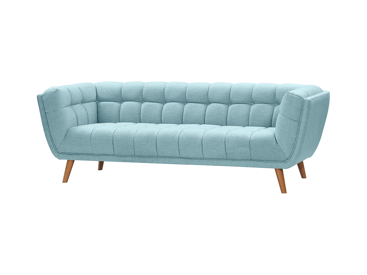 Sofá de 3 plazas con tapicería de tela azul claro - Carmen