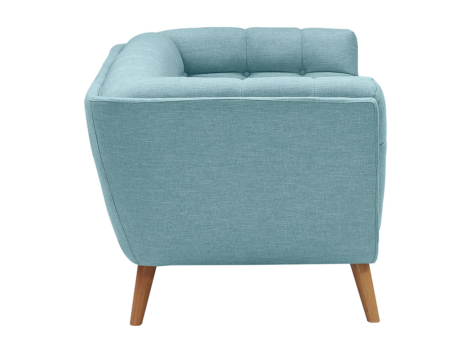 Canapé 3 places capitonné en tissu bleu clair - Carmen