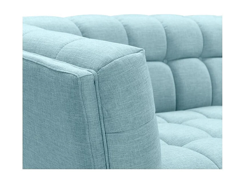 Canapé 3 places capitonné en tissu bleu clair - Carmen