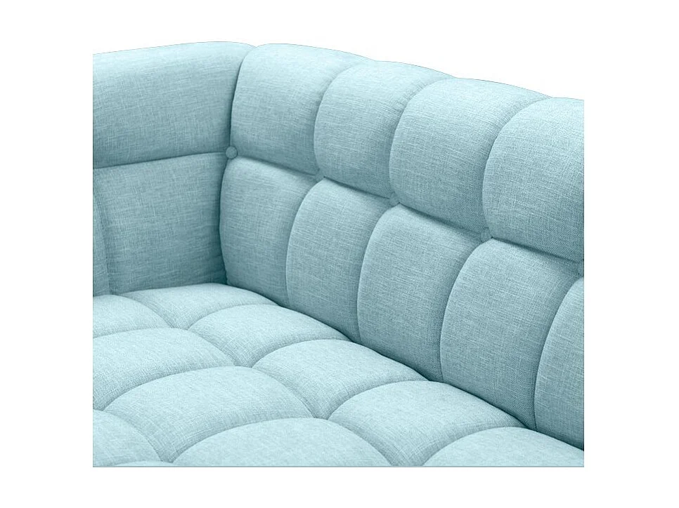 Canapé 3 places capitonné en tissu bleu clair - Carmen