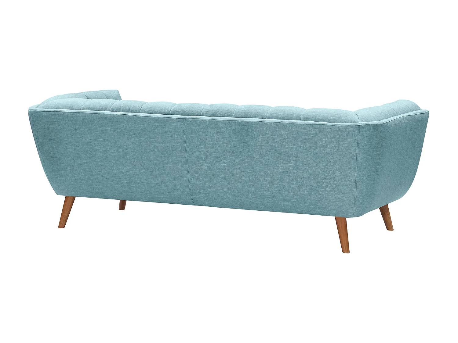 Canapé 3 places capitonné en tissu bleu clair - Carmen