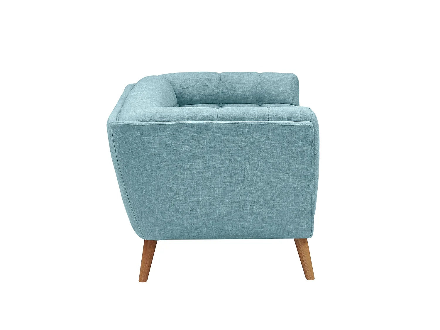 Canapé 3 places capitonné en tissu bleu clair - Carmen