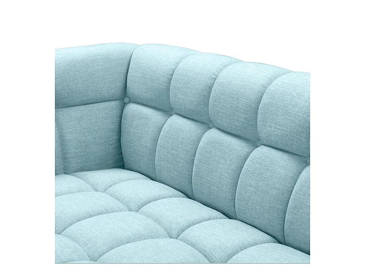 Canapé 3 places capitonné en tissu bleu clair - Carmen