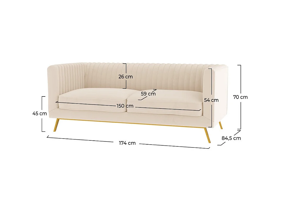 Divano a 2 posti in velluto beige - Gatsby