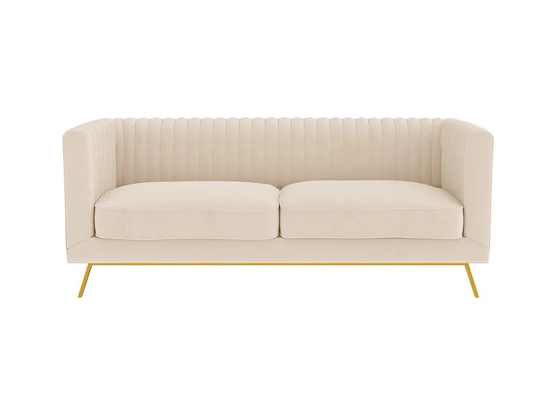 Canapé 2 places en velours beige - Gatsby