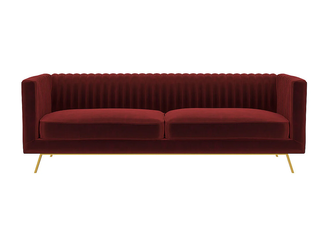 Sofá de 3 plazas en terciopelo burdeos - Gatsby