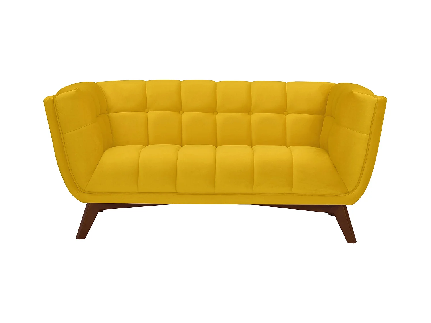 Canapé 2 places en velours jaune - Mona