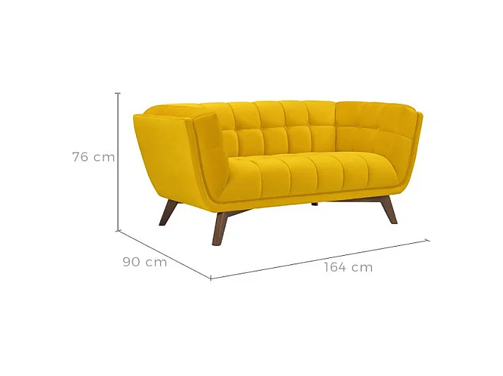 Canapé 2 places en velours jaune - Mona