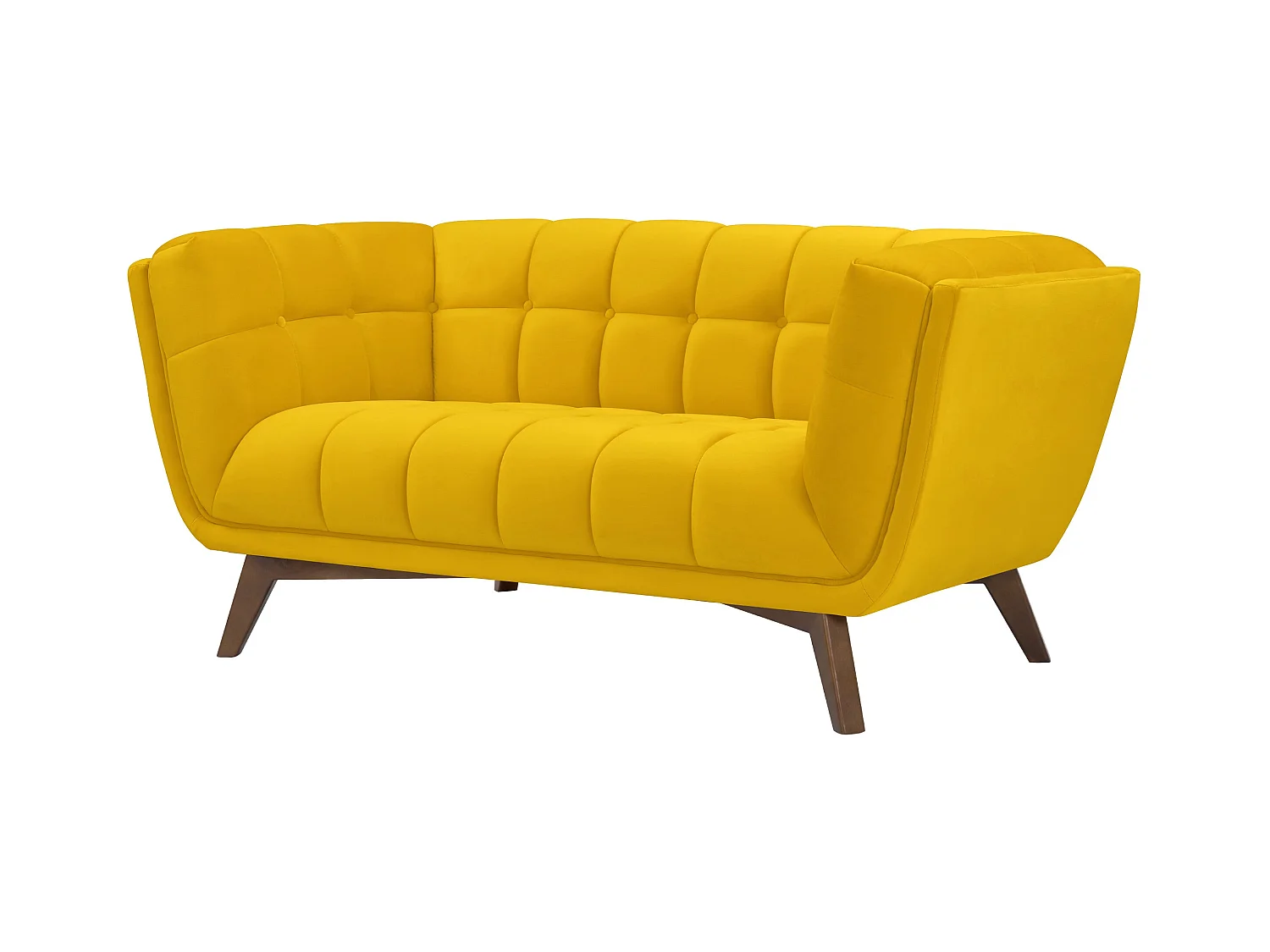 Canapé 2 places en velours jaune - Mona