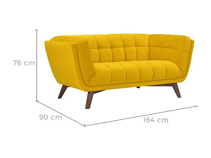 Canapé 2 places en velours jaune - Mona