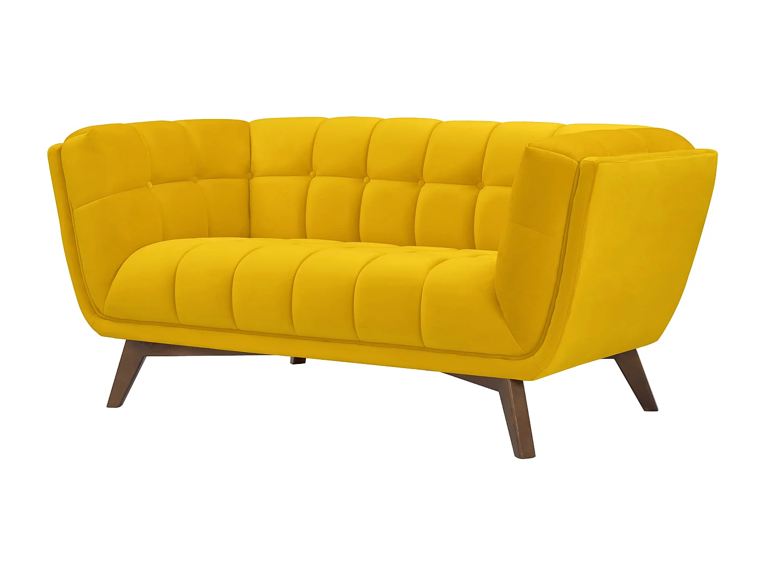 Canapé 2 places en velours jaune - Mona