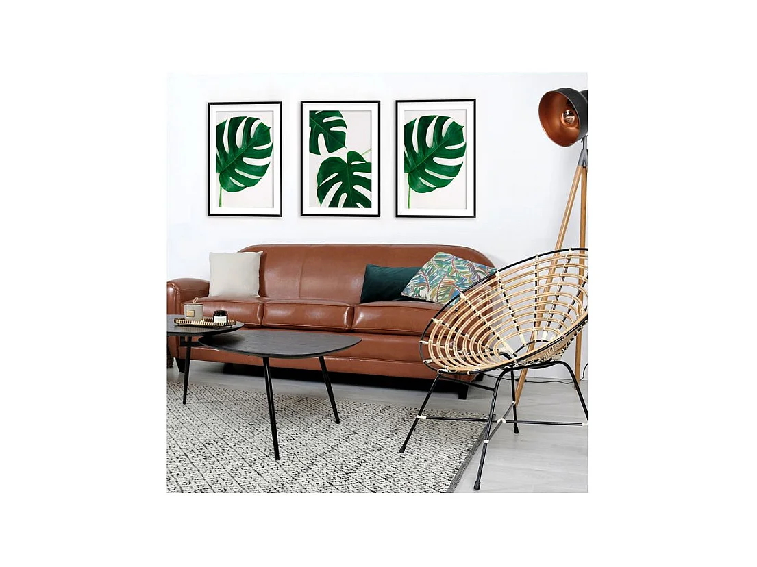 Divano a 3 posti Camel in pelle rivestita - Club