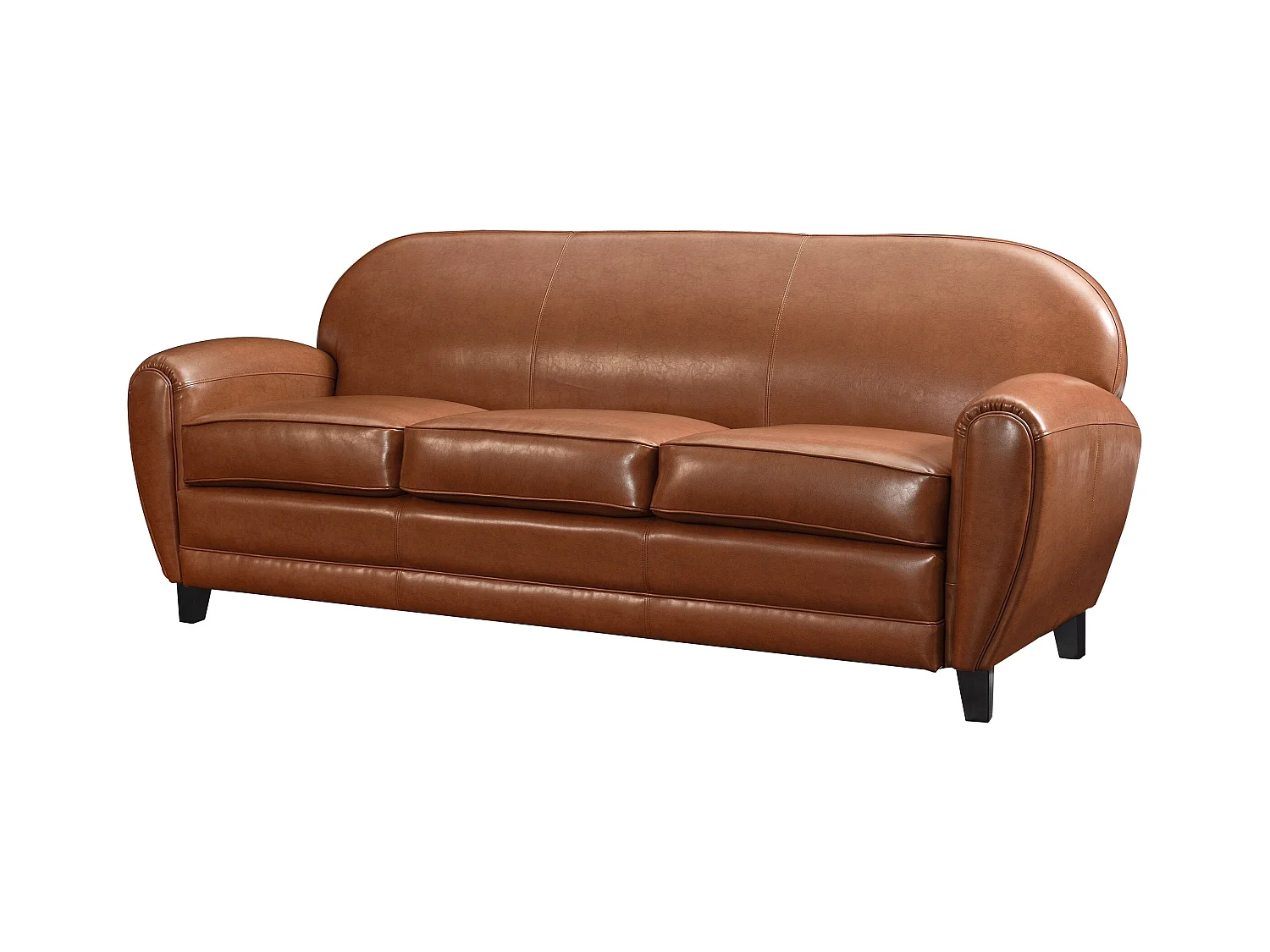 Divano a 3 posti Camel in pelle rivestita - Club