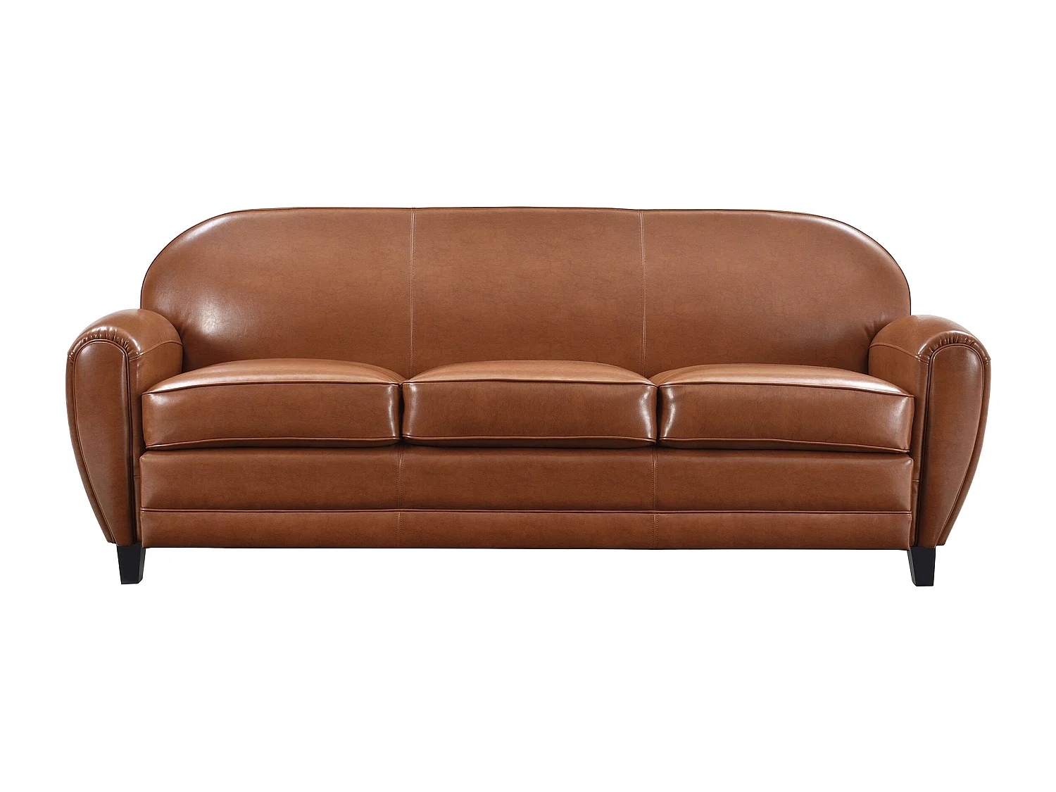 Canapé 3 places camel en croute de cuir enduite - Club