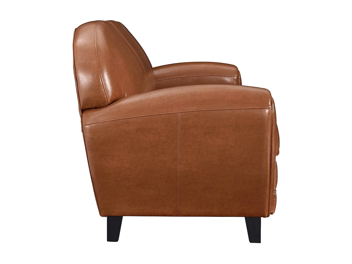 Canapé 3 places camel en croute de cuir enduite - Club