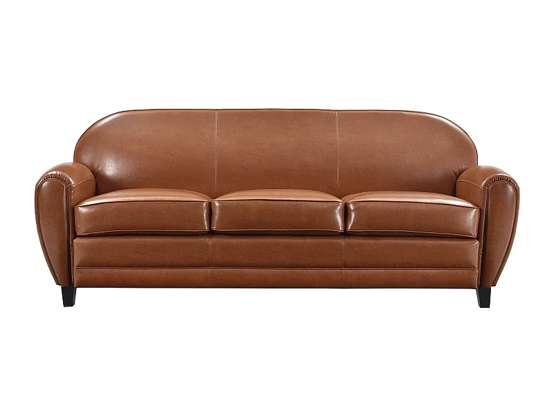 Canapé 3 places camel en croute de cuir enduite - Club