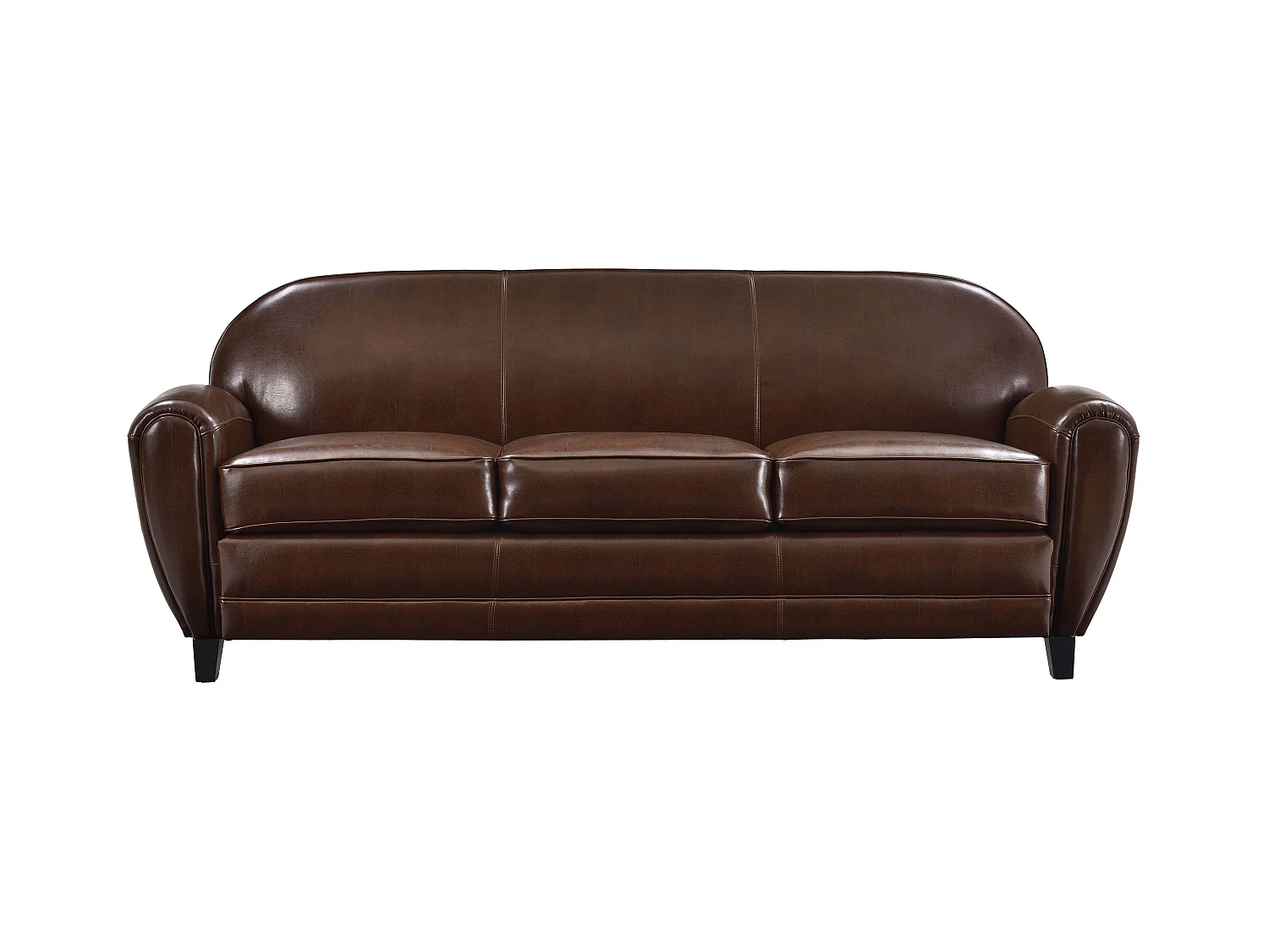 Sofá de 3 plazas en piel recubierta de color marrón - Club