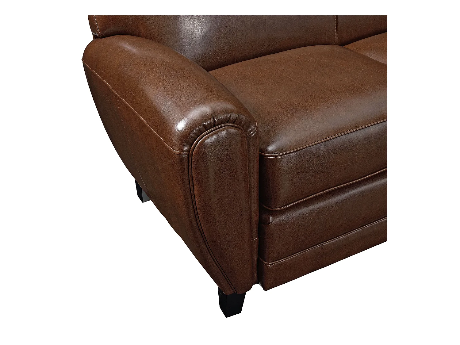 Sofá de 3 plazas en piel recubierta de color marrón - Club