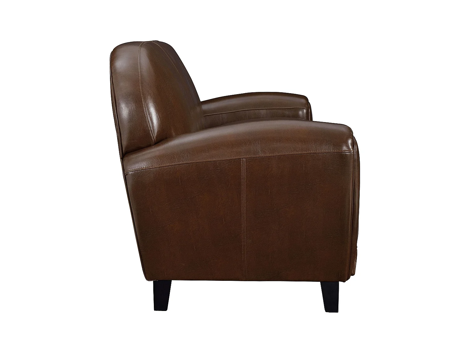 Sofá de 3 plazas en piel recubierta de color marrón - Club