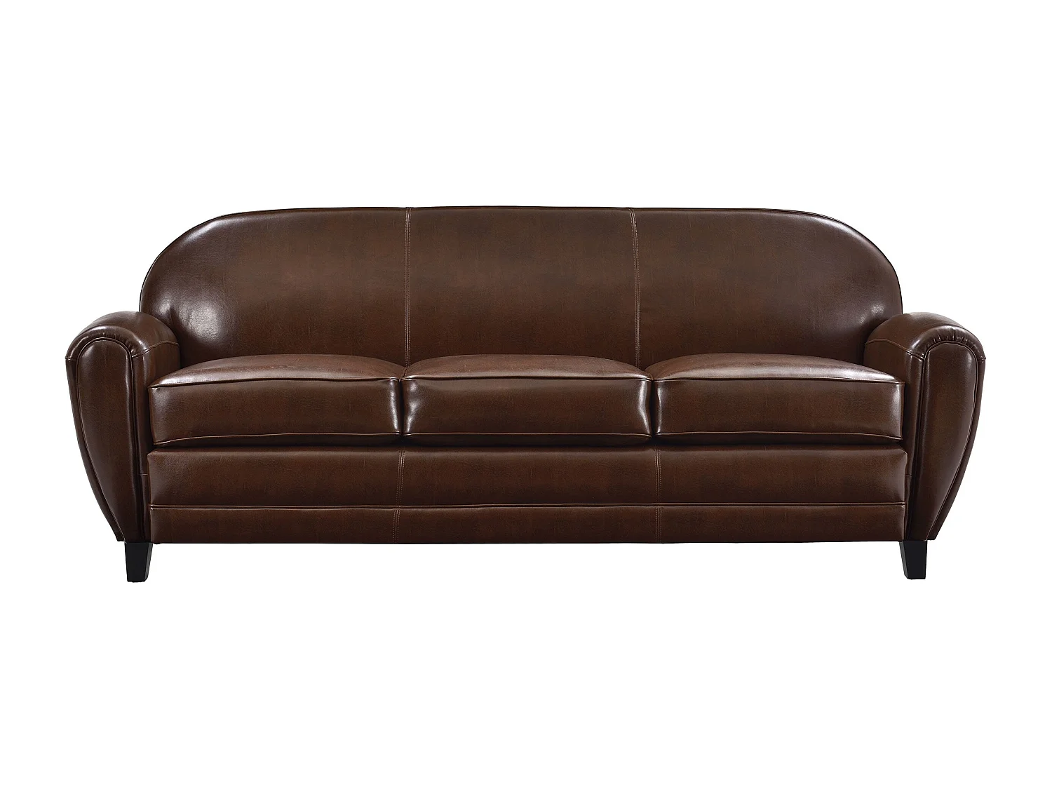 Sofá de 3 plazas en piel recubierta de color marrón - Club