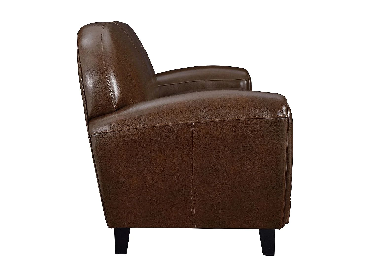 Sofá de 3 plazas en piel recubierta de color marrón - Club