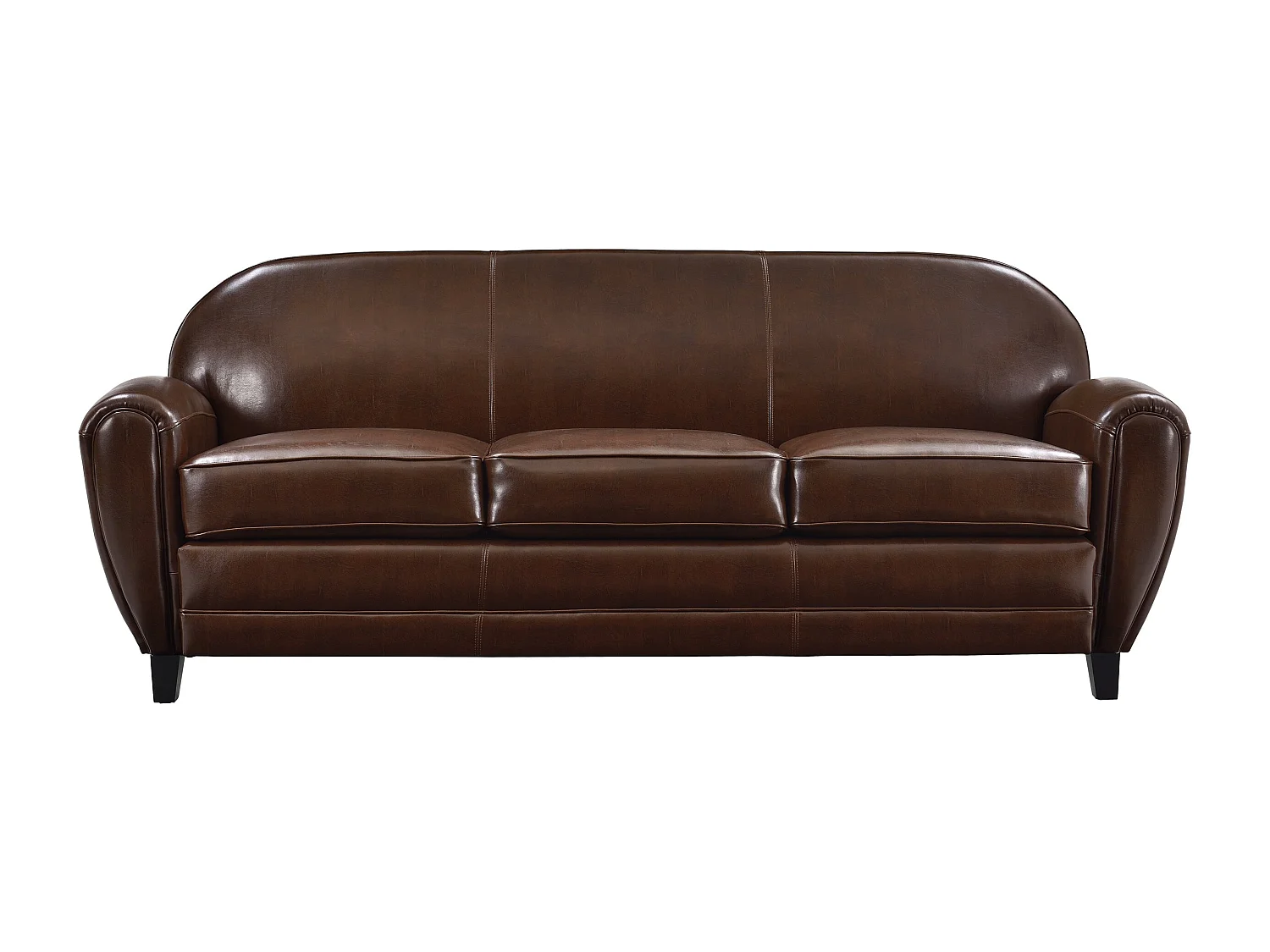 Sofá de 3 plazas en piel recubierta de color marrón - Club