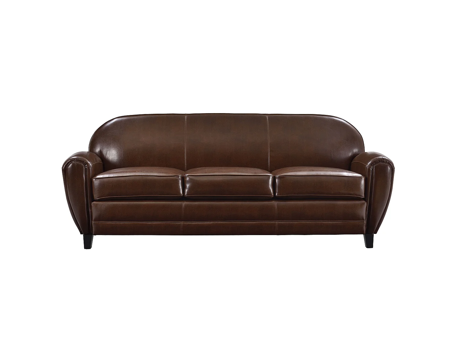 Sofá de 3 plazas en piel recubierta de color marrón - Club
