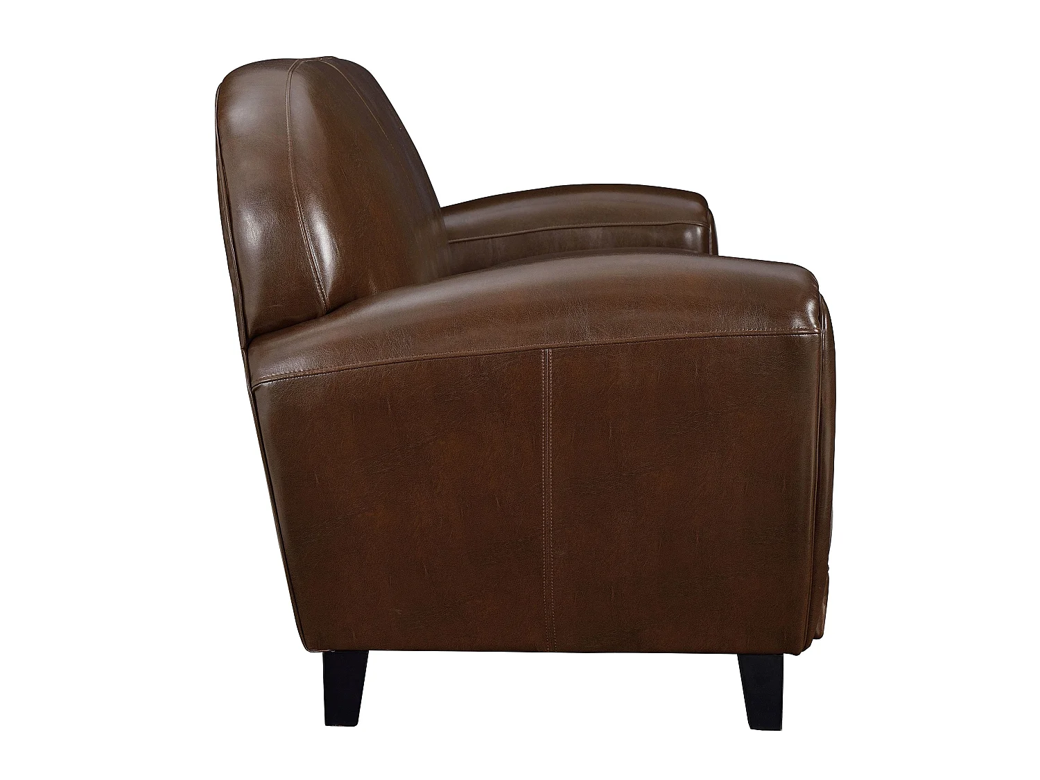 Sofá de 3 plazas en piel recubierta de color marrón - Club