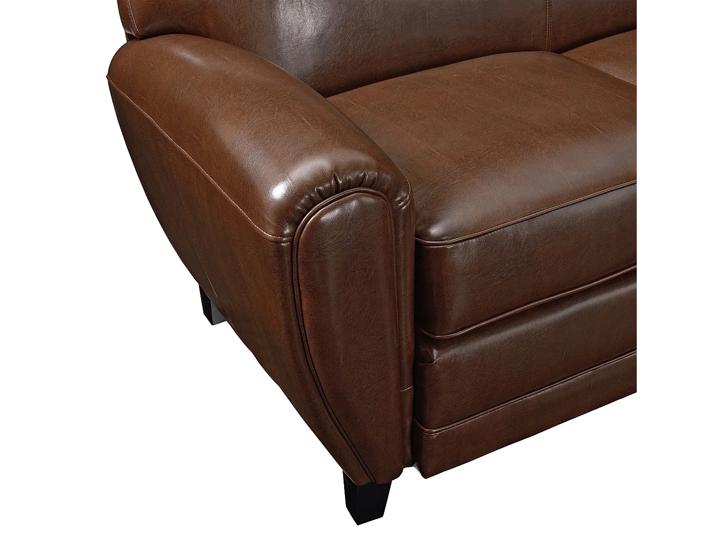 Sofá de 3 plazas en piel recubierta de color marrón - Club