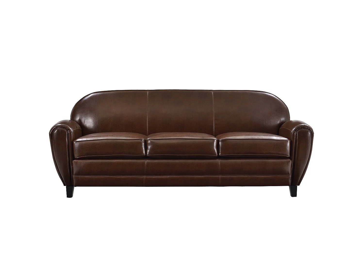 Sofá de 3 plazas en piel recubierta de color marrón - Club
