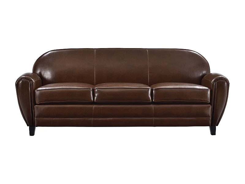 Canapé 3 places marron en croute de cuir enduite - Club