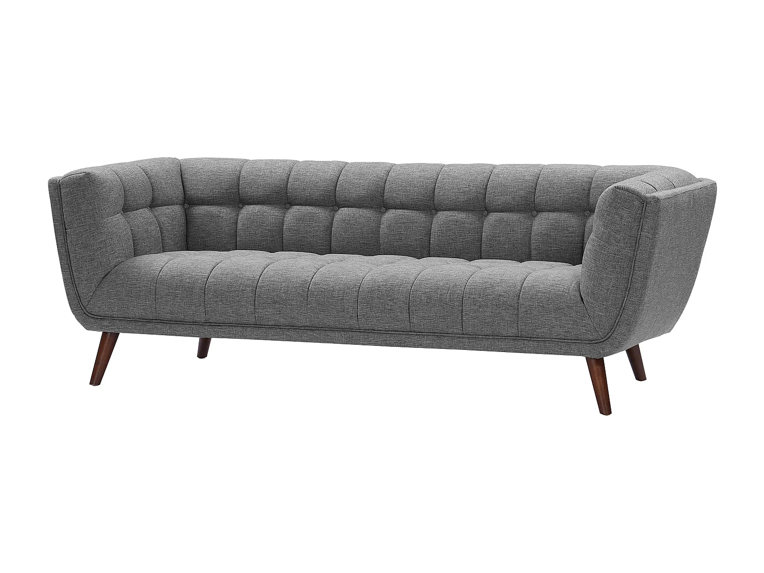 Sofá de 3 plazas con tapicería de tela gris - Carmen