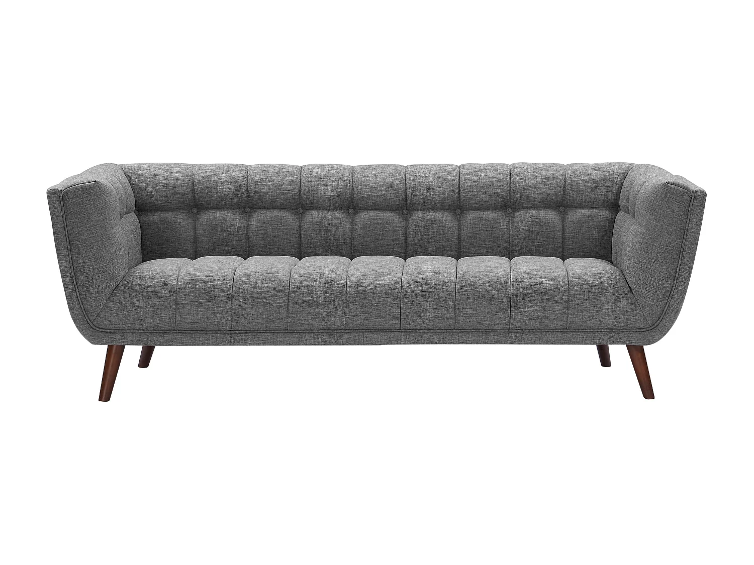 Canapé 3 places capitonné en tissu gris - Carmen