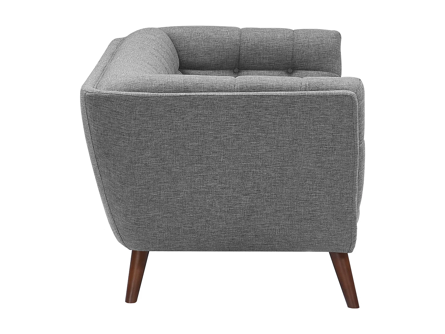 Canapé 3 places capitonné en tissu gris - Carmen