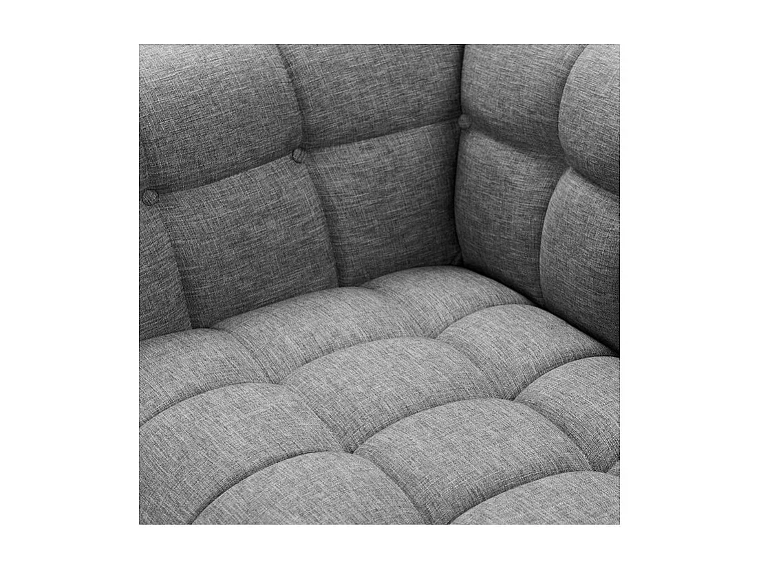 Canapé 3 places capitonné en tissu gris - Carmen