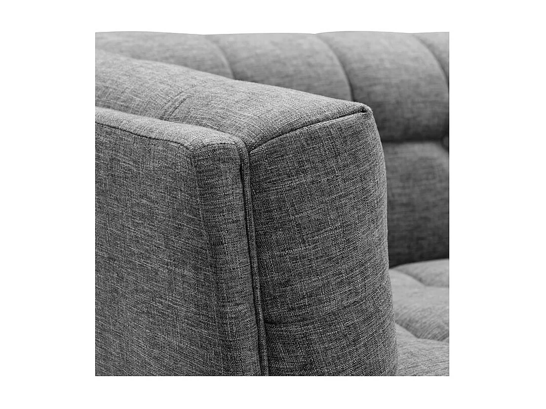 Canapé 3 places capitonné en tissu gris - Carmen