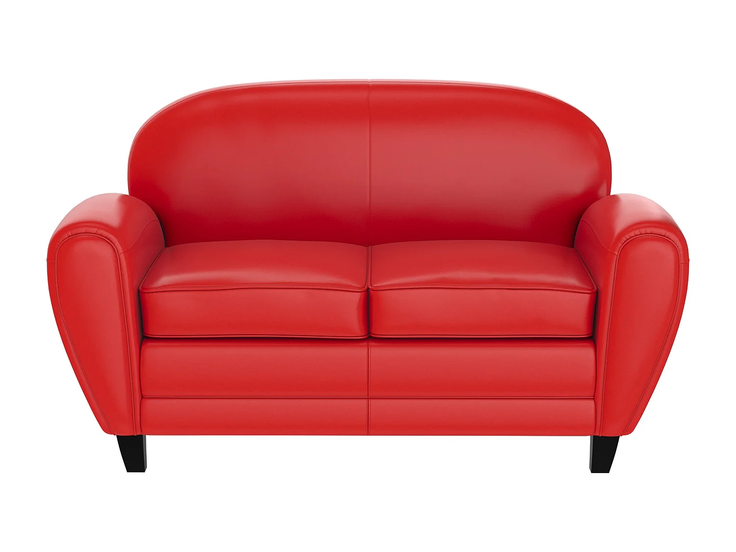 Canapé 2 places rouge en croute de cuir enduite - Club